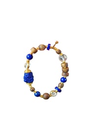 Hand Woven Chenxiang Wood & Lapis Lazuli & Crystal Beads Bracelet