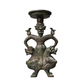 Vintage Chinese Bronze Candlestick