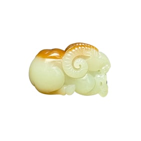 Superb Chinese Hetian Jade Carved Fortune Sheep Pendant