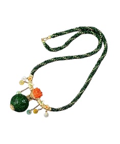 Exquisite Green Jadeite Bead Pendant w Hand Woven Necklace