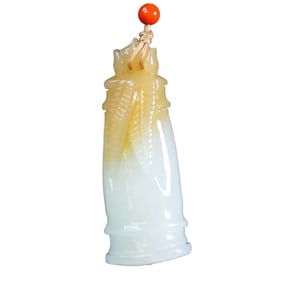 Superb Chinese Hetian Jade Carved Fortune Bamboo Pendant