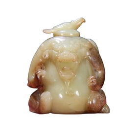 Superb Vintage Chinese Hetian Jade Carved Bear Statue
