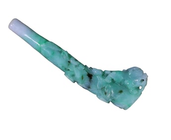 Beautiful Jadeite Carved Fortune Pixiu Cigarette Holder