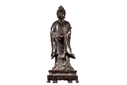 Vintage Chinese Copper Kwan-yin Statue