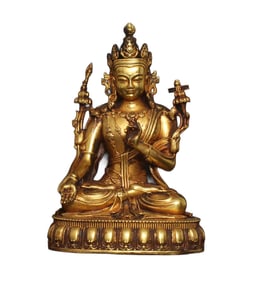 Vintage Gilt Gold Copper Buddha Statue