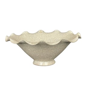 Vintage Chinese Ge Kiln Lotus Leaf Shape Porcelain Bowl