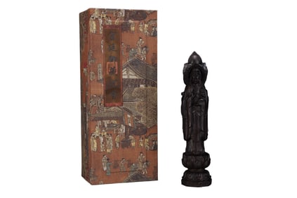 Vintage Chinese Chenxiang Wood Carved Kwan-yin Statue
