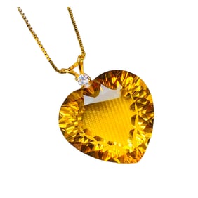 Exquisite Yellow Crystal Carved Heart Shape Pendant