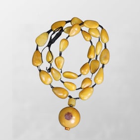 Superb Vintage Chinese Tianhuang Stone Beads Pendant/Necklace