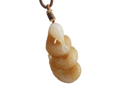 Chinese Hetian Jade Carved Snake Pendant