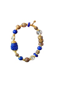Hand Woven Chenxiang Wood & Lapis Lazuli & Crystal Beads Bracelet