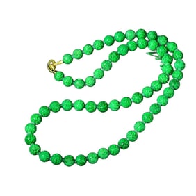 High Quality Green Jadeite Carved Flowers Beads Necklace