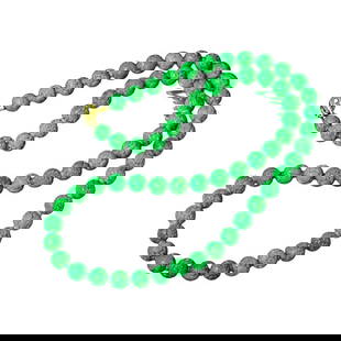 High Quality Green Jadeite Carved Flowers Beads Necklace: High Quality Green Jadeite Carved Flowers Beads NecklaceDimension: 10 (mm) 0.39 (inches)