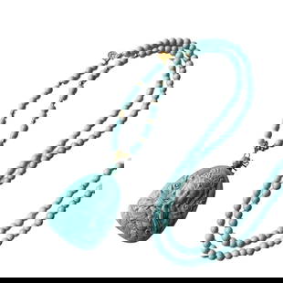 High Quality Natural Turquoise Carved Thousand-Hand Kwan-yin Pendant w Hand Woven Beads Necklace: High Quality Natural Turquoise Carved Thousand-Hand Kwan-yin Pendant w Hand Woven Beads NecklaceDimension: 28.8 x 22.6 x 13 (mm) 1.13 x 0.89 x 0.51 (inches)Dimension: 3 (mm) 0.12 (inches)Weight: