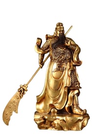Vintage Chinese Gilt Gold Copper General Guangong Statue