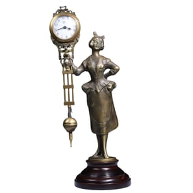 Vintage Bronze Beautiful Woman Machine Clock
