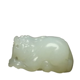 Chinese Hetian Jade Carved Fortune Pixiu Pendant