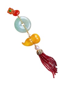 Beautiful Jadeite Lucky & Beeswax Gourd Pendant