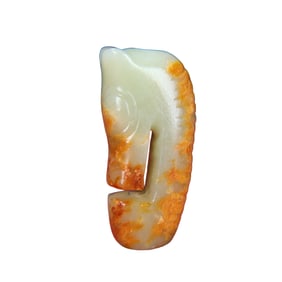Vintage Chinese Hetian Jade Carved Beast Pendant