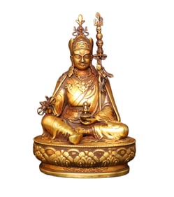 Tibetan Buddhism Gilt Gold Copper Tsongkhapa Statue