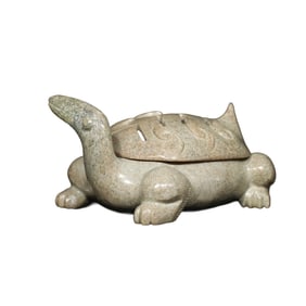 Vintage Chinese Hetian Jade Carved Long Life Turtle Incense Burner
