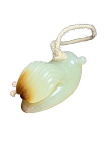 Old Chinese Hetian Jade Carved Fortune Cicada Pendant