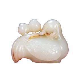 Vintage Chinese Hetian Jade Carved Swan Pendant/Statue