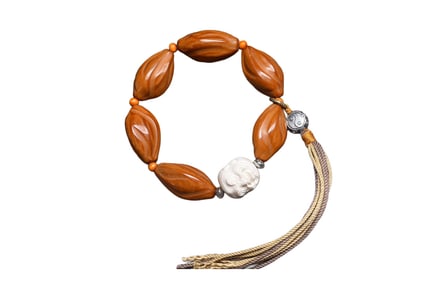 Hand Woven Olive Nut & Bone Beads Bracelet