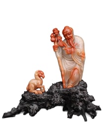 Chinese Shoushan Furong Stone Carved Sage Statue