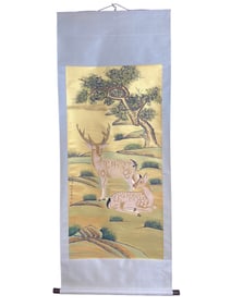 Chinese Watercolour On Xuan Paper Fortune Deer Design Painting - Lang Shi Ning