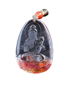 Beautiful Crystal Carved Bodhisattva Pendant