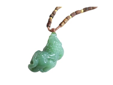 Chinese Green Hetian Jade Carved Fortune Pixiu Pendant