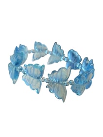 Hand Woven Beautiful Aquamarine Carved Butterfly Beads Bracelet