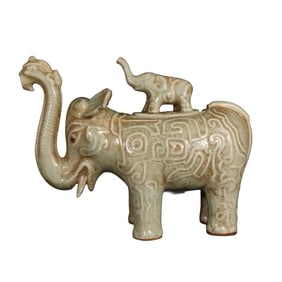 Chinese Ru Kiln Elephant Porcelain Statue