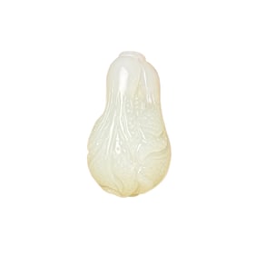 Chinese Hetian Jade Carved Cabbage Pendant
