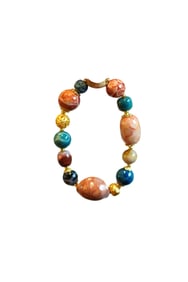 Hand Woven Multi-coloured Stone & DZI Agate Beads Bracelet