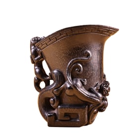 Vintage Ox Horn Carved Chi Dragon Wine Cup