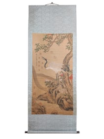 Chinese Watercolour On Xuan Paper Crane Design Painting - Lv Ji He