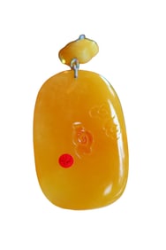 Beautiful Beeswax Carved Flower Pendant w Hand Woven Beads Necklace