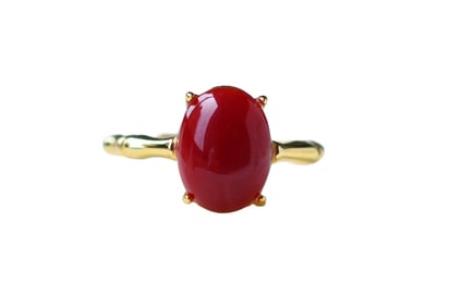 Beautiful 925 Silver Inlay Red Coral Ring