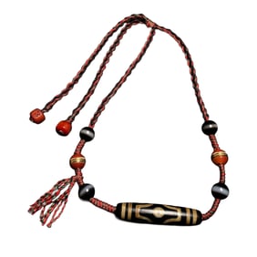 Hand Woven Tibetan 6 Eye DZI Agate Lucky Pendant