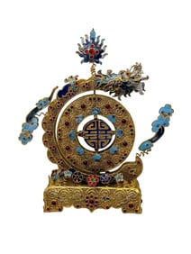 Exquisite Chinese Gold Wires Enamel Fortune Dragon Screen