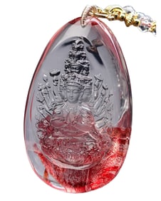 Beautiful Crystal Carved Thousand-hand Bodhisattva Pendant