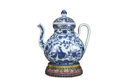 Chinese Blue And White Porcelain Figure Design Porcelain Pot