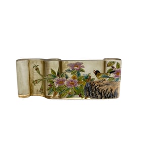Chinese Famille Rose Peking Glass Flowers Bird Design Ink Rest