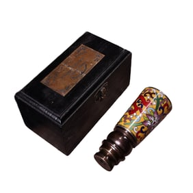 Vintage Chinese Bronze Cloisonne Telescope w Box