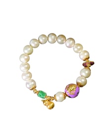 Hand Woven Beautiful Pearl & Jadeite Beads Bracelet