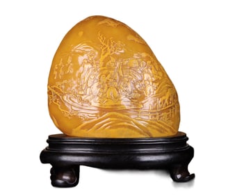 Superb Chinese Tianhuang Stone Low Relief Sages Meeting Seal