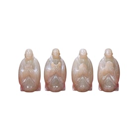 A Set Four Superb Vintage Chinese Hetian Jade Carved Figure Statues