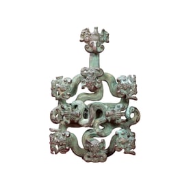 Superb Vintage Chinese Pure Silver Carved Chi Dragon Belt Buckle